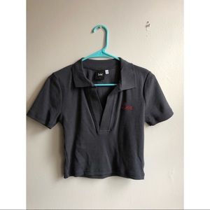 LEE GREY V NECK CROP TOP